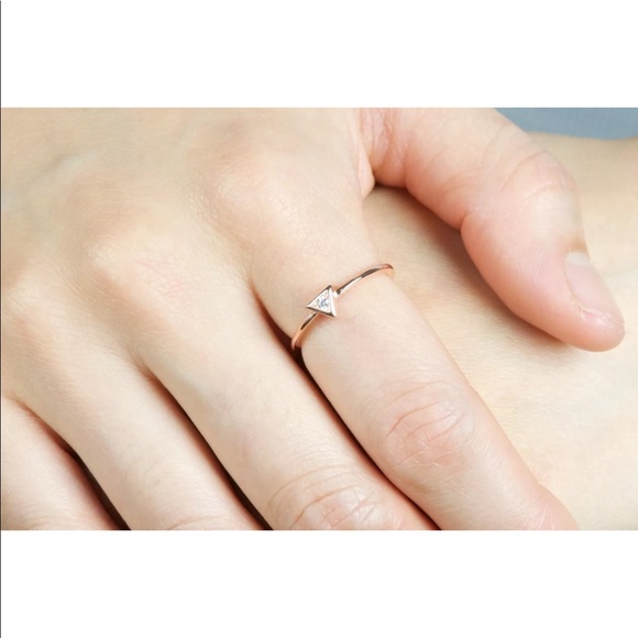 Triangle CZ Rose Gold Over Sterling Stackable Ring - Picture 2 of 7